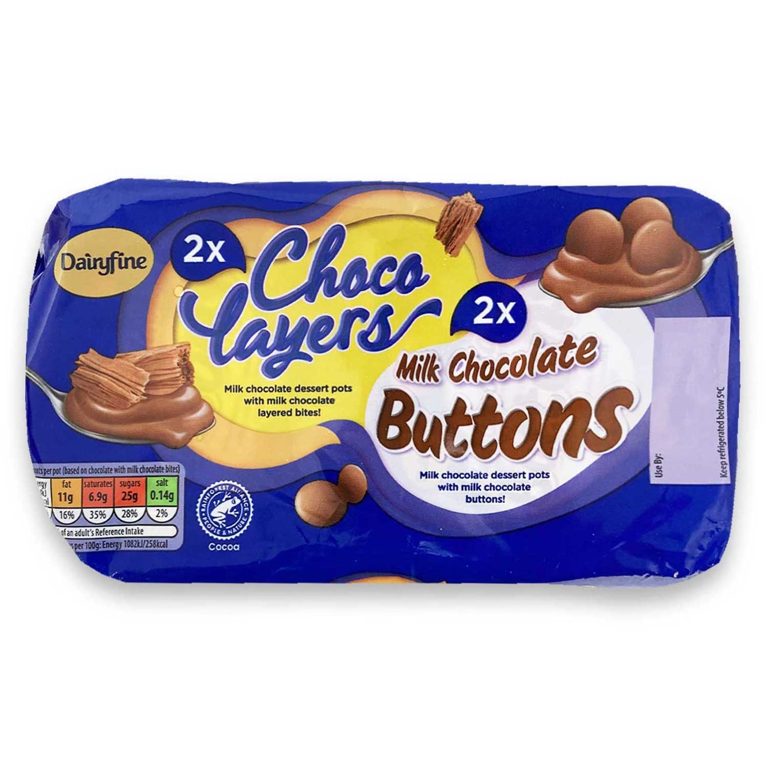 2 X Choco Layers 2 X Chocolate Buttons 4x90g 360g Dairyfine